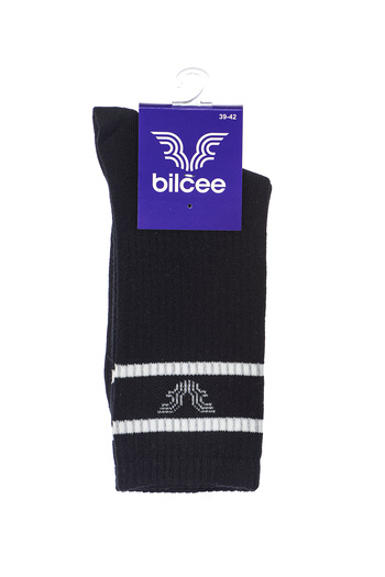 bilcee Unisex βαμβακερές μακριές μαύρες κάλτσες τένις 0315