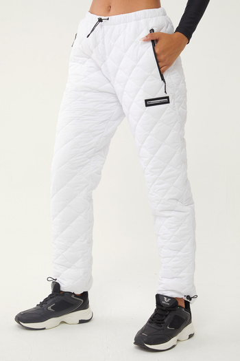 bilcee White Inflatable Winter Trousers - Quilted, Zippered and Pocketed, Elastic Leg - Outdoor 1563