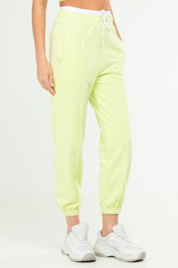 speedlife Light Green Oversize Cotton High Waist Women's Sweatpants - Sd1000