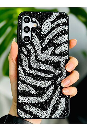 Go Aksesuar Galaxy A25 Compatible Patterned Diamond Design Rhinestone Sparkling Shiny Diamond Silicone Case
