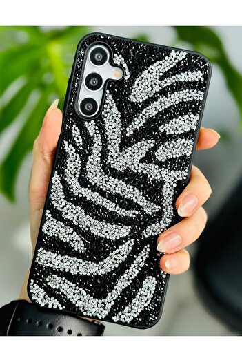 Go Aksesuar Galaxy A25 Compatible Patterned Diamond Design Rhinestone Sparkling Shiny Diamond Silicone Case