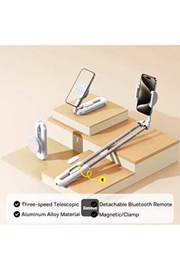 Baseus TechShot Series Dual-Support Phone Selfie Stick - Moon White