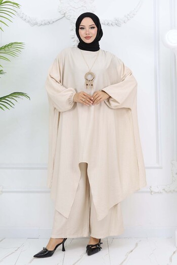 benguen Long Tunic Loose Double Suit Stone Color 4765