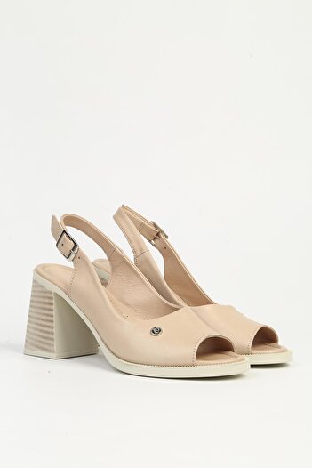 Pierre Cardin Beige Women's Leather Heeled Shoes Pc-54602
