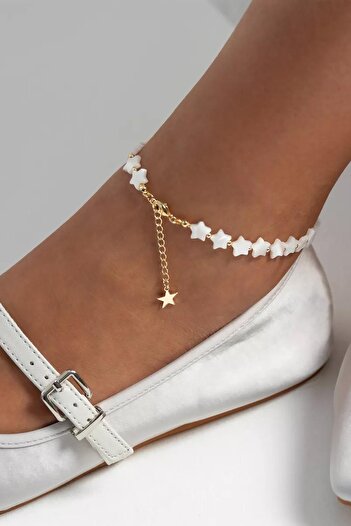 New Obsessions Natural Mother of Pearl Star Anklet