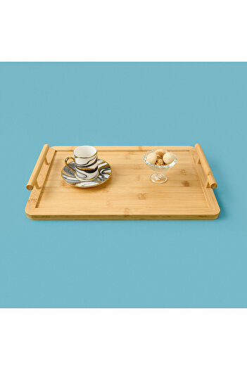 AROW Bamboo Tray with Handles - Cream - 27X40 cm