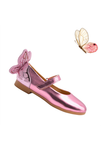 kids A more Mariposa Kelebek Figürü Detaylı Kız Çocuk Babet Ayakkabı Pembe