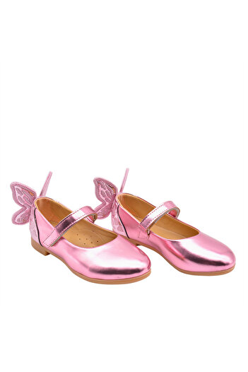 kids A more Mariposa Kelebek Figürü Detaylı Kız Çocuk Babet Ayakkabı Pembe