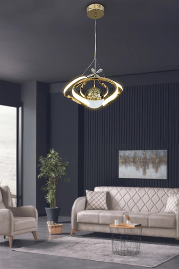 RSCOLLECTIONS Dron Tek Top Modern Sarkıt Led Avize - 3 Renk Kumandasız Gold
