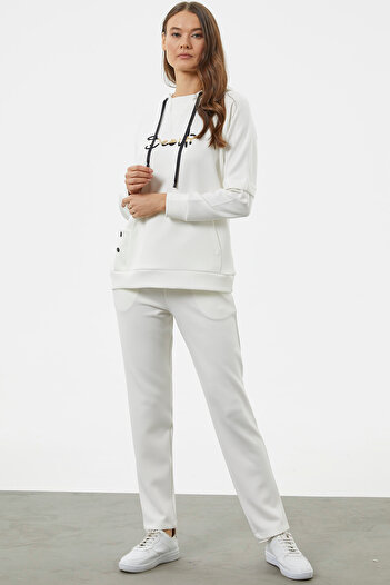 Sementa Kangaroo Pocket Diver Fabric Tracksuit Set - Ecru