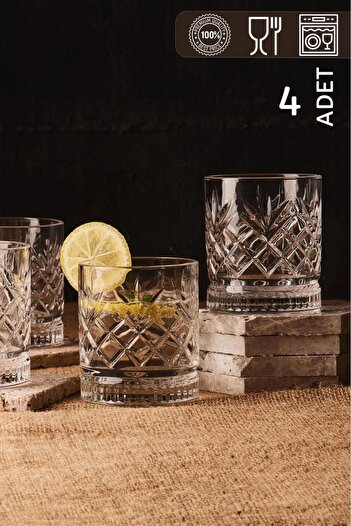 HOMENIVA Agave 4-Piece Glass Cup Set 220 ml