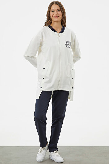 Sementa Zippered Tunic Tracksuit Set - Ecru