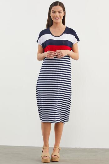 Sementa Μίντι Φόρεμα Marine με λαιμόκοψη - Navy Blue