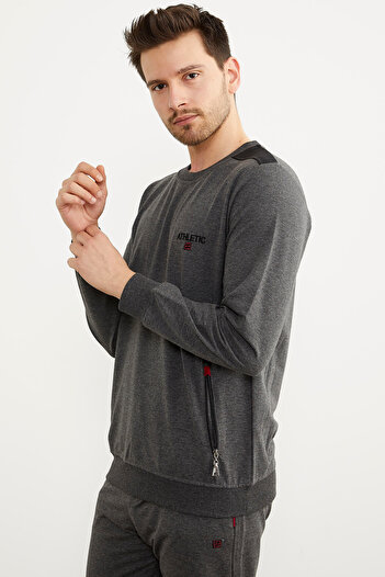 Sementa Comfortable Fit Crew Neck Tracksuit Set - Anthracite