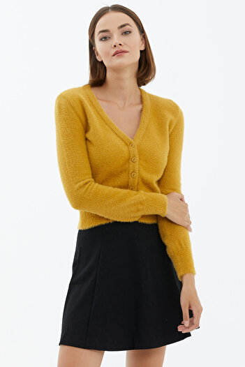 Sementa V-Neck Buttoned Knitwear Cardigan Mustard