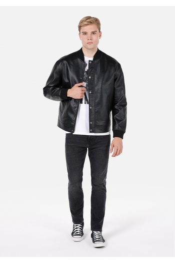 Colin's Ανδρικό μαύρο παλτό Regular Fit από υλικό PU