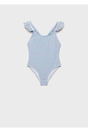 MANGO Kids Cross Strap Striped Swimsuit