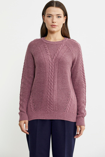 Sementa Rose Motif Casual Wool Knitwear Sweater
