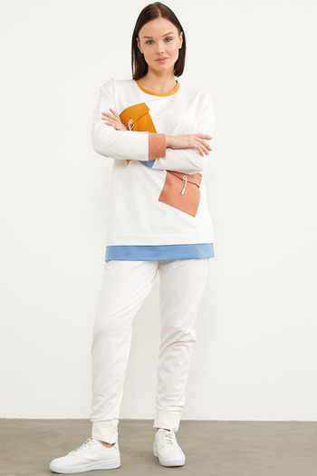 Sementa Colorful Pocket Detailed Tracksuit Set - Ecru