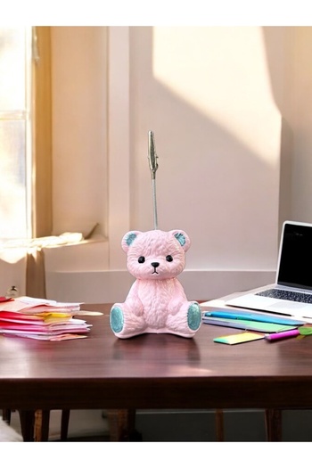 Perazayn Cute Pink Bear of Luck and Abundance Photo Note Holder Office Desk Holder Gift