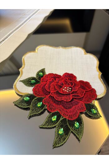 LUXURY Brown Presentation Napkin with Single Red Rose