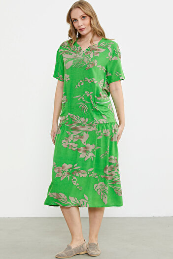 Sementa Green Draped Dress - Comfortable Fit