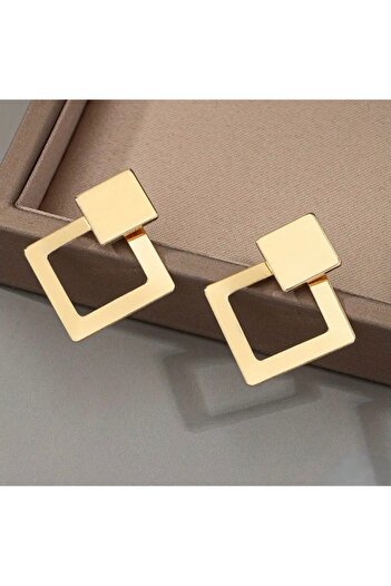 monalisatoka Kadın Elegant Geometrik Kare Düşme & Sallanma Gold Küpe