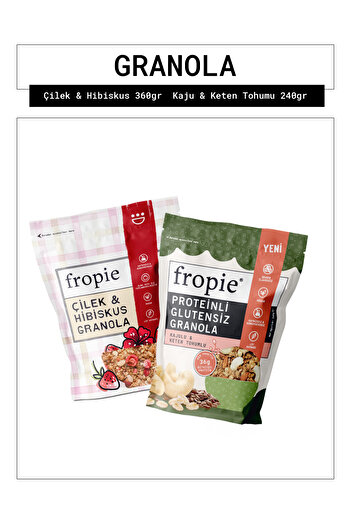FROPİE Fropie Strawberry Hibiscus and Protein Gluten Free Cashew Flax Seed Granola Package