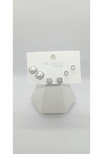 ndjewelry Silver Color Pearl Earring Set