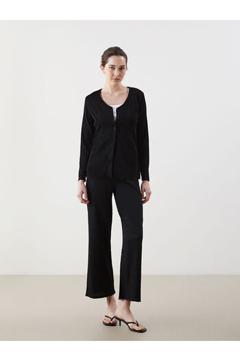 LC Waikiki Black V-Neck Women's Cardigan