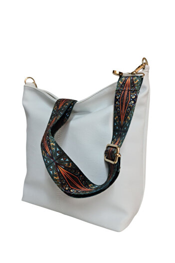 Gloria Settems White Women's Shoulder Bag with Column Strap