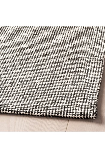IKEA TIPHEDE Flatwoven Rug – 155x220 cm, Black/Natural, Machine Washable, Lightweight