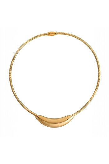 neslyaccessories Gold Paslanmaz Çelik Bombeli Plaka Kolye