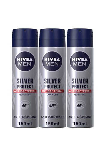 NIVEA NIVEA MEN Silver Protect Antiperspirant Spray, 150ml - Pack of 3