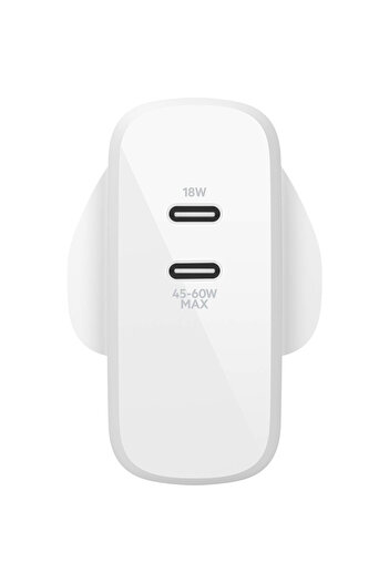 Belkin BoostCharge Pro Dual USB-C PD GaN Wall Charger 63W - White
