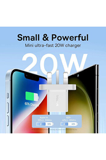 Baseus GaN5 Fast Charger(mini) 1 Type C - 20 W - UK - Moon White