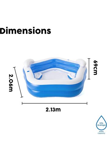 BESTWAY Bestway Pentagon Vinyl Family Fun Pool 2.13mx2.06mx69cm 54153