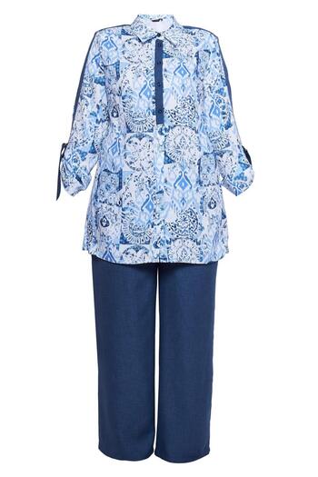 Alvina Plus Size Patterned Trousers Set - 20516