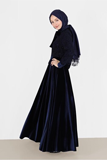 Alvina Shiny Velvet Dress with Lapel Neck 40239