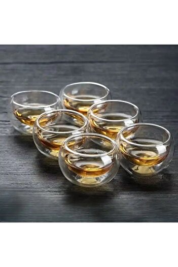 BLUE SİDE Mini Size Coffee Sauce Bowl with Double Walls and 6 Pieces Pinterest Style (75ml)