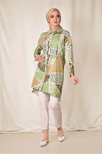Alvina Colorful Patterned Front Button Tunic 4983