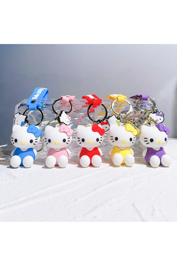 Bizde Ne Yok ki Breloc Hello Kitty, colorat, 3D, de dimensiuni mari, cu accesorii pentru geanta, model Premium Pro Plus, 1 bucată