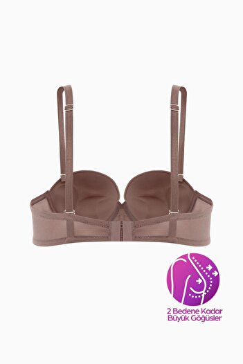 Wonna Olympos Ekstra Dolgulu Double Push Up Straplez - Bronz Kahve - Mikro Sütyen - 2537