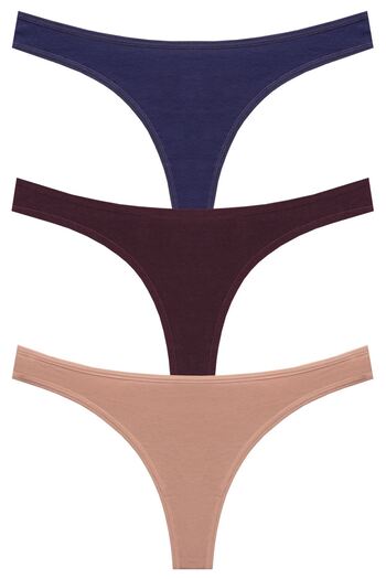 papatya lingerie Pachet economic de 3 bucăți Chiloți tanga din bumbac cu talie joasă Multicolor Bleumarin Chocolate Kitten Mouth
