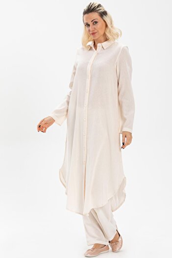 Eliş Şile Bezi Edanur Sile Cloth Seasonal and Summer Tunic Cream Cream