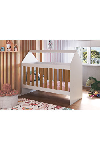 Art In Móveis Pyramid-shaped children's bed for children's bedrooms and homes, white and brown