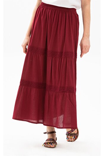 Eliş Şile Bezi Long Şile Cloth - Lacy Summer, Skirt and Burgundy