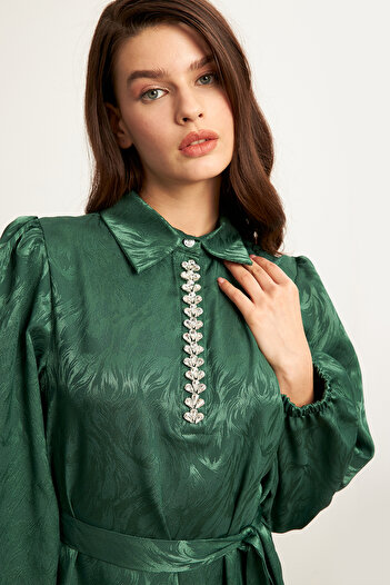 VAVİNOR Φόρεμα Royal Stone Jacquard - Emerald