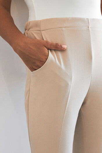 VAVİNOR Beige Colored Elastic Waist Trousers