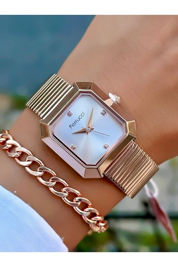 Ferrucci Steel Cord 3 Atm Waterproof Women's Wrist Watch + Bracelet with Gift